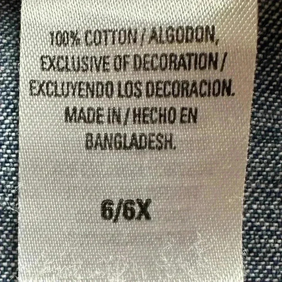 Disney Kids 2 Toned Denim Flower Embroidered Dress Size 6/6X💙 - Picture 5 of 6